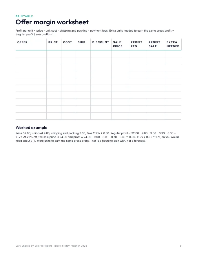 Inside pages of the Black Friday and Cyber Monday 2026 Planner