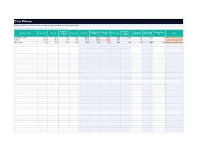 Offer planner tab from the Cart Sheets BFCM planner